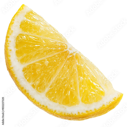 Fresh Lemon Slice Displaying Vibrant Yellow Color and Juicy Texture for Refre...