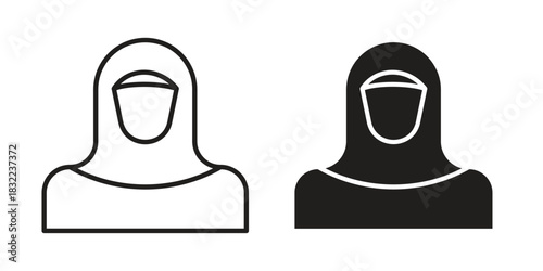 Muslim woman icon symbol. Classic flat and linr style