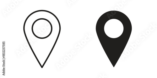 Navigation pin icon symbol. Classic flat and linr style