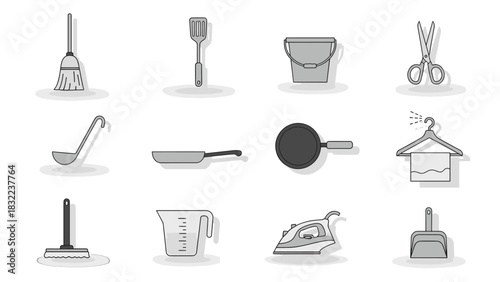 Household Equipment Vector Icon Set