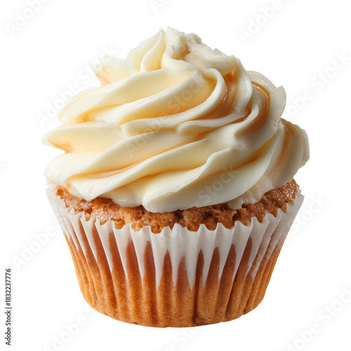 Colorful Cupcake With Swirls of Frosting and Sprinkles on Top in a Simple Set...