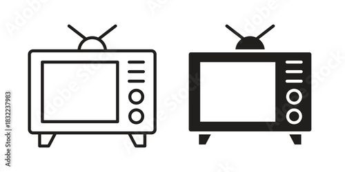 Old television icon symbol. Classic flat and linr style