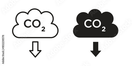 Low carbon dioxide icon symbol. Classic flat and linr style