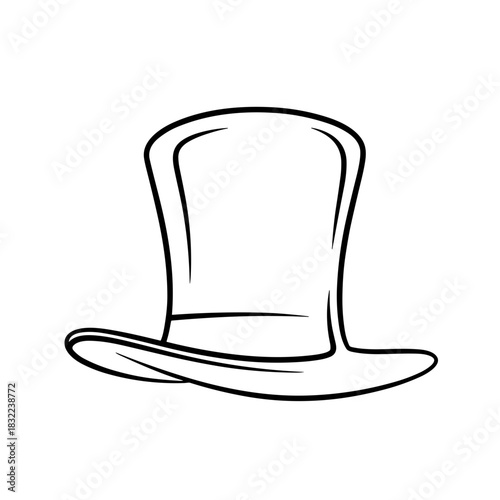 Minimalist line art of a tall hat silhouette with smooth contours, representing elegance and style