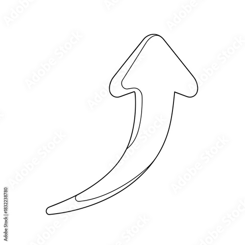 Minimalist line art of a simple upward arrow with rounded edges symbolizing progress and positivity