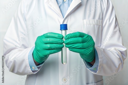 A scientist holds a test tube in a lab filled with essential res
