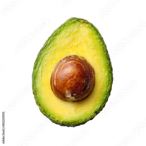 Freshly Cut Avocado Showcasing Vibrant Green Flesh and Smooth Brown Pit