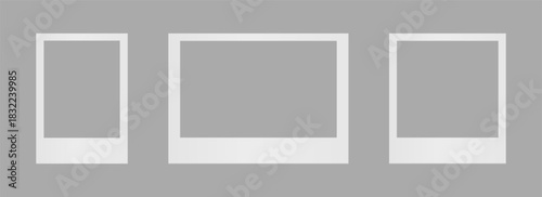 Blank white photo frame isolated on white background. Realistic photo frame mockup.