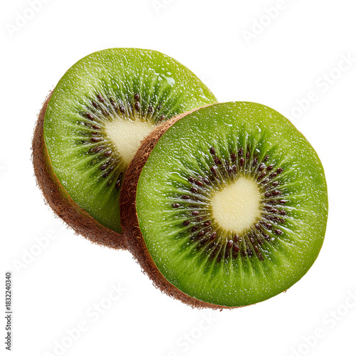 Fresh Kiwi Slices Showcasing Vibrant Green Color and Unique Texture for Healt...