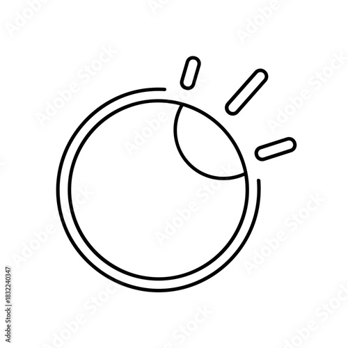 Minimalist line art of a circular emblem with three rays suggesting a stylized sun for a calm and celebratory mood
