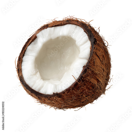 Fresh Coconut Cut Open Revealing White Flesh Inside