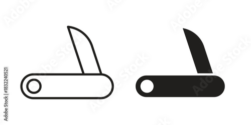 Pocket knife icon symbol. Classic flat and linr style