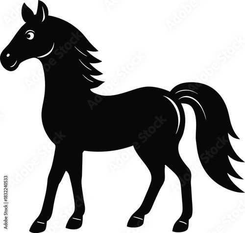 cartoon horse silhouette vector isolated on white