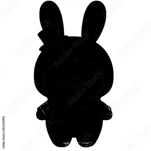 Cute bunny in Christmas snowman costume, cheerful expression, festive holiday theme