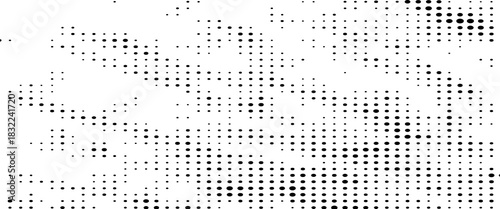 Abstract grunge grid polka dot halftone background pattern. Spotted black and white.