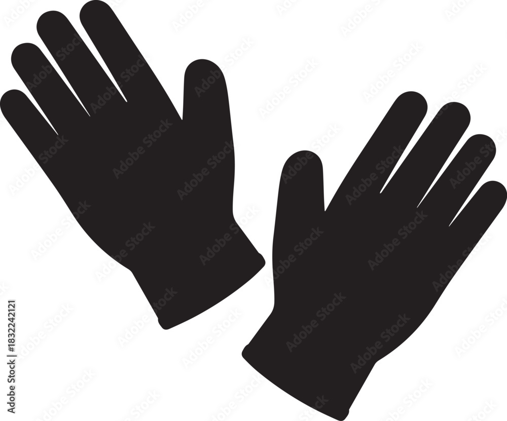 Obraz premium Black Silhouette of Two Open Hands Keywords: hands, open, silhouette, black, pair, gloves