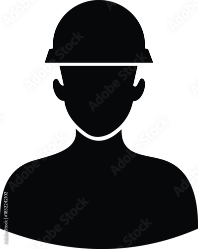 Black Silhouette Icon Of A Construction Worker person