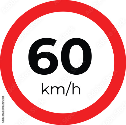 Speed Limit 60 km/h Traffic Sign Keywords: speed limit, 60, sixty, km/h, kilometers per hour