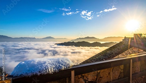 Mountain Vista Above the Clouds at Sunrise.