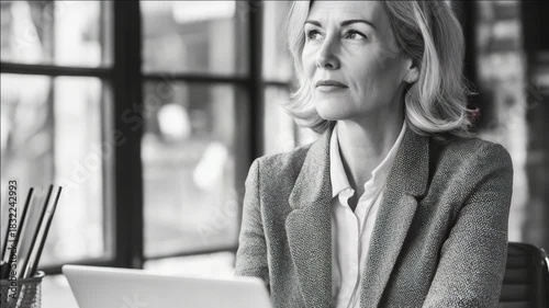 Female executive using computer in professional setting