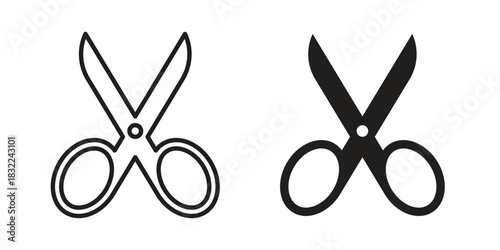 Scissors icon symbol. Classic flat and linr style