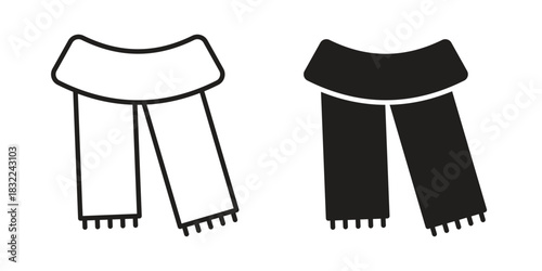 Scarf icon symbol. Classic flat and linr style