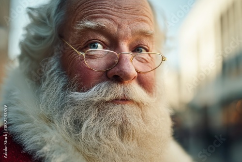 Santa Claus portrait smiling wearing glasses