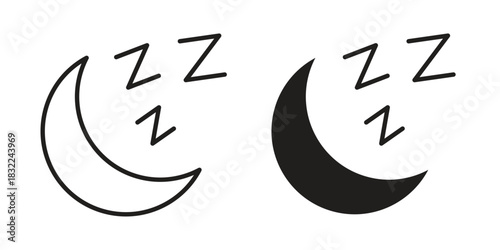 Sleep icon symbol. Classic flat and linr style