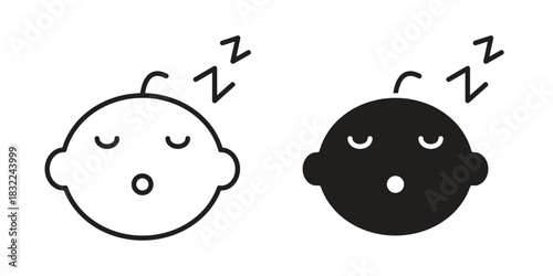 Sleeping baby icon symbol. Classic flat and linr style