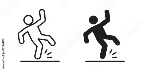 Slippery floor icon symbol. Classic flat and linr style