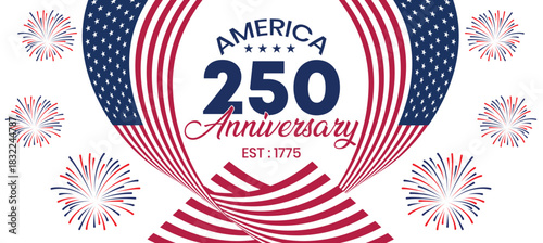USA 250 Anniversary Abstract Wave Pattern Banner