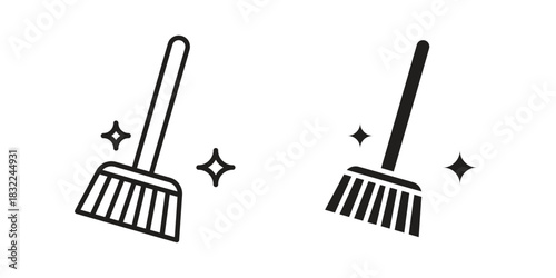 Sweeping icon symbol. Classic flat and linr style