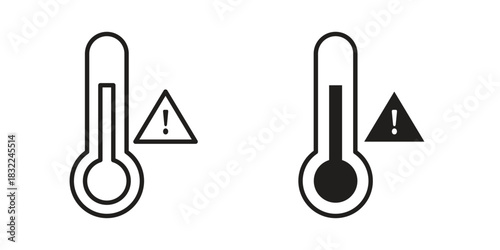 Temperature warning sign icon symbol. Classic flat and linr style