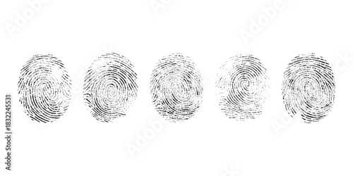 Vector black fingerprint background. Detailed fingerprint on grunge background symbolizing identity verification.