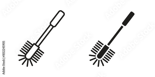 Toilet brush icon symbol. Classic flat and linr style