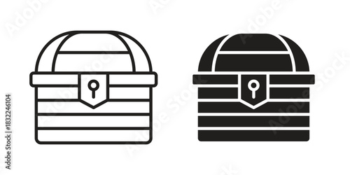 Treasure chest icon symbol. Classic flat and linr style
