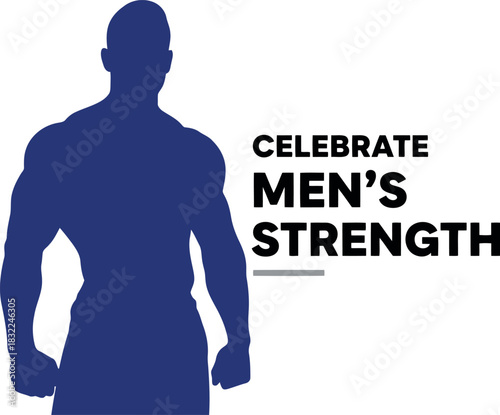 Muscular male silhouette, celebrating strength and fitness concept