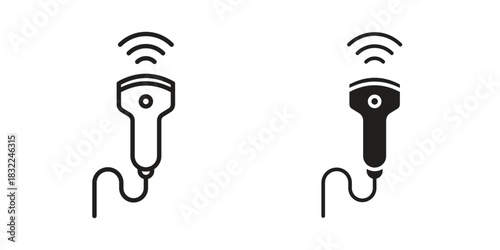 Ultrasonography icon symbol. Classic flat and linr style