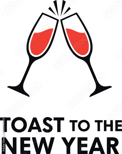 Sparkling new year's toast with elegant champagne flutes graphic