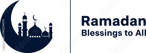 Ramadan blessings to all, mosque and crescent moon, islamic art