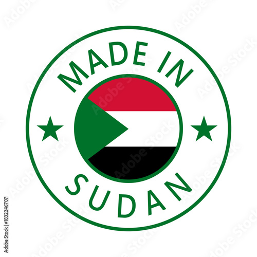 Free Download Sudan Made in Stamp in circle with flag Vector template on white background - GFXLoad