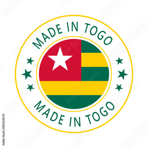 Togo Made in Stamp in circle with flag Vector template on white background