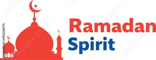 Ramadan spirit mosque illustration with crescent moon and star