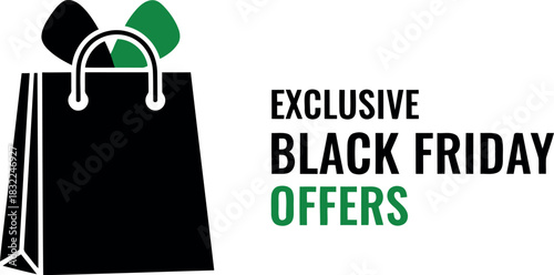 Exclusive black friday offers with shopping bag graphic design