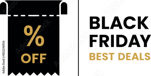Black friday best deals coupon icon with percentage off sales