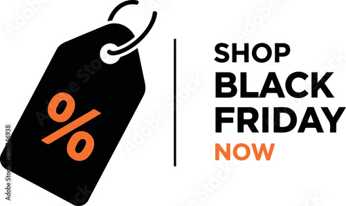 Black friday sale shopping event promotion with discount tag
