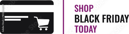 Black friday online shopping banner with credit card and text