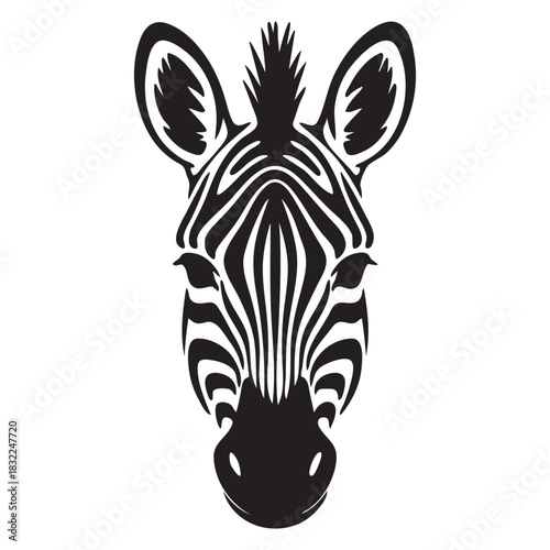 Stylized Zebra Head Silhouette with Striped Pattern