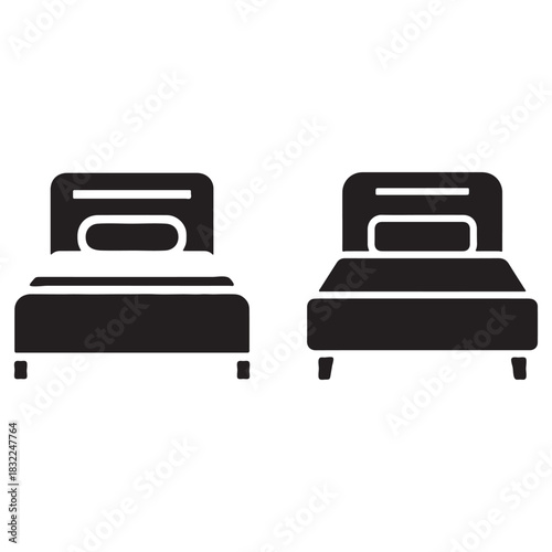 Two black silhouette beds icon bedroom furniture
