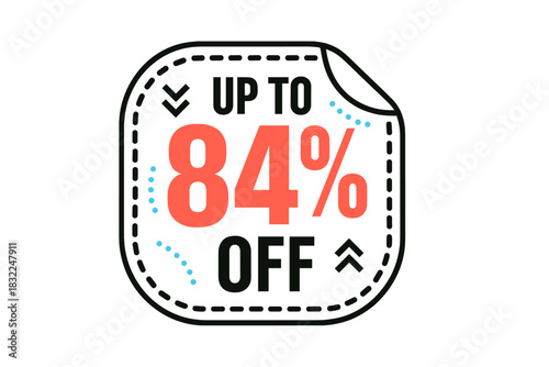 Eighty-four percent off sale promotion sticker badge for retail marketing